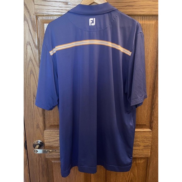 Footjoy FJ Polo Golf Size Large Blue Orange Stripe Short Sleeve Shirt *Read* - Picture 4 of 10